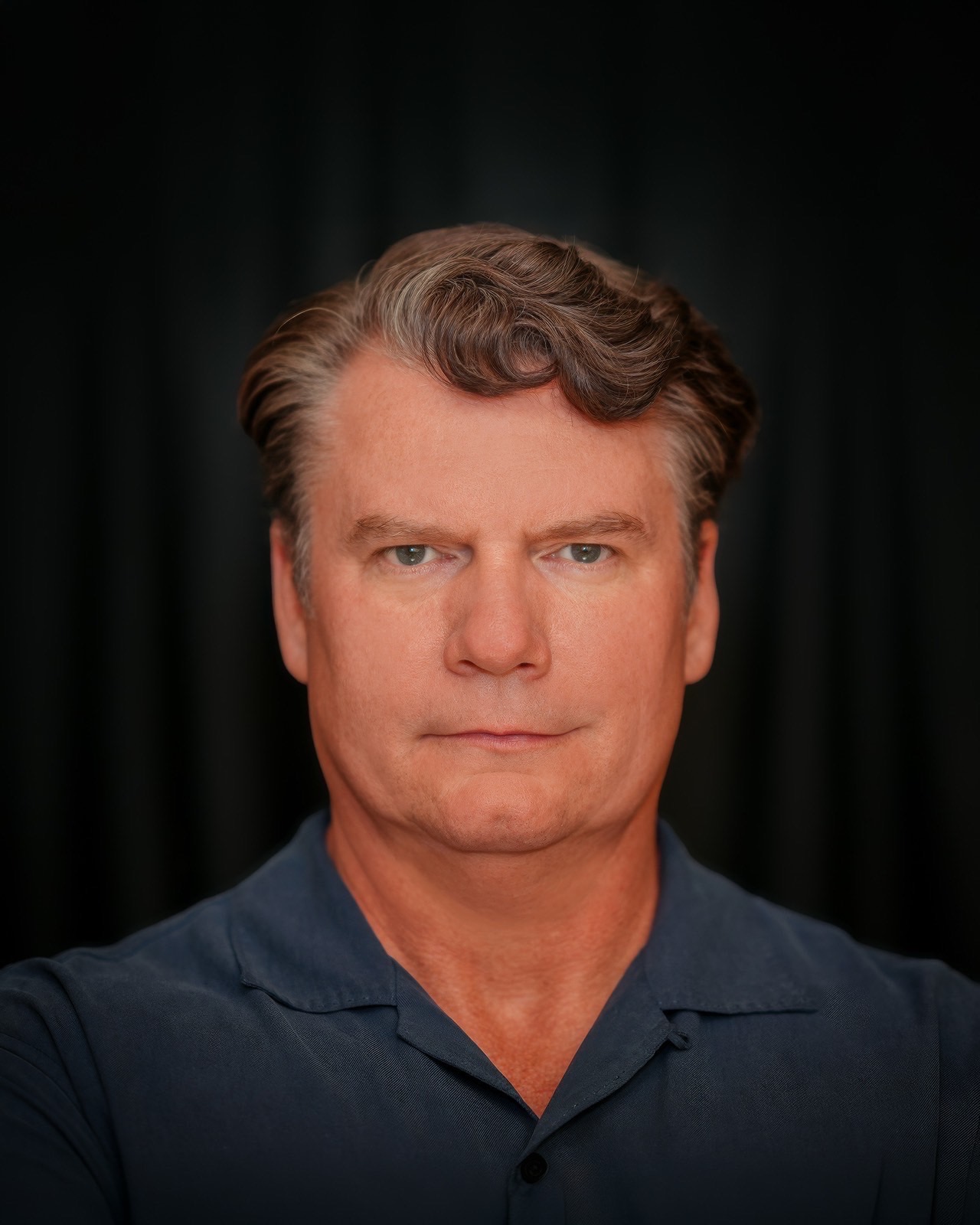 Dale, a Navy veteran and Las Vegas actor, serious headshot portrait